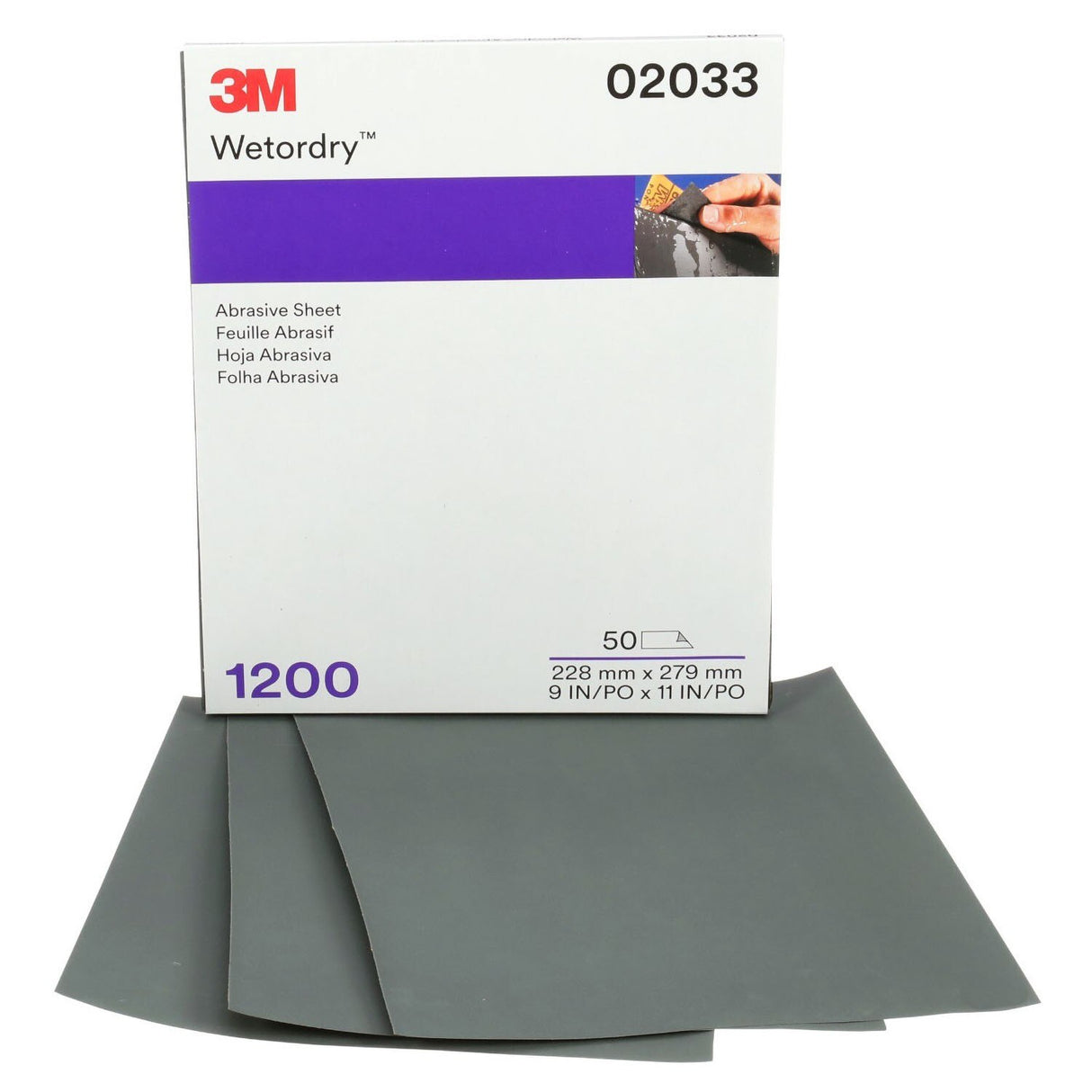 3M 401Q 1200A Abrasive Sheet, Silicon Carbide 1200 Grit, Black, 9 in x 11 in (7100003725) (250 Pack) - 2