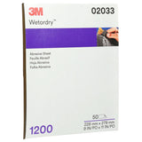 3M 401Q 1200A Abrasive Sheet, Silicon Carbide 1200 Grit, Black, 9 in x 11 in (7100003725) (250 Pack) - 3