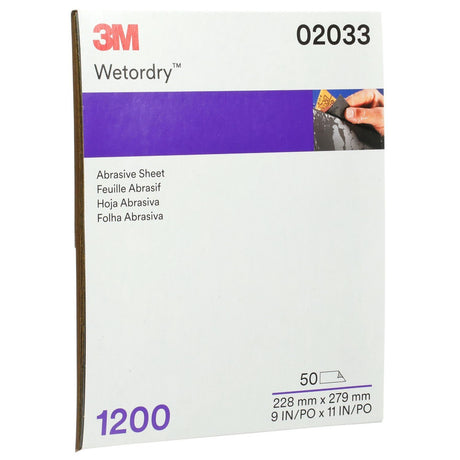 3M 401Q 1200A Abrasive Sheet, Silicon Carbide 1200 Grit, Black, 9 in x 11 in (7100003725) (250 Pack) - 3
