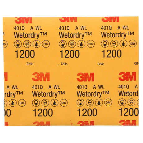 3M 401Q 1200A Abrasive Sheet, Silicon Carbide 1200 Grit, Black, 9 in x 11 in (7100003725) (250 Pack) - 7