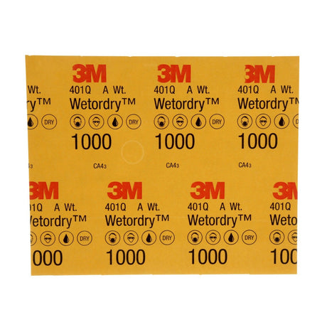 3M 401Q 02034 Wetordry Abrasive Sheet, 1000 Grit Wet/Dry Silicon Carbide Black, 9 in x 11 in (7100003726) (250 Pack) - 7