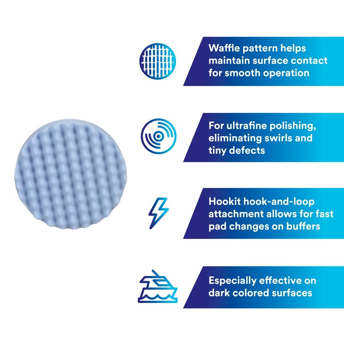 3M Perfect It Hookit Ultrafine Foam Polishing Pad, Waffle Face, Blue, 8 in (05733) (7100003841)  - (6Pack) - 8