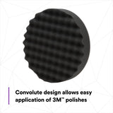 3M 05738 Hookit Foam Polishing Pad, Single Sided, Black, Waffle Face, Hook and Loop, 8 in (7100003842)  - (6Pack) - 5