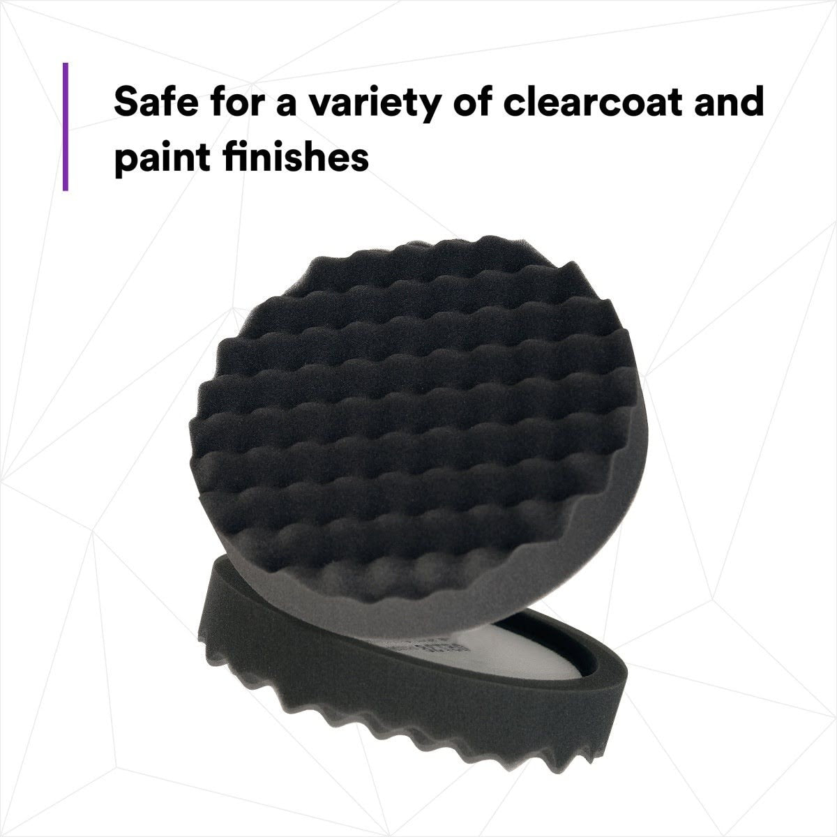 3M 05738 Hookit Foam Polishing Pad, Single Sided, Black, Waffle Face, Hook and Loop, 8 in (7100003842)  - (6Pack) - 7