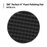 3M 05738 Hookit Foam Polishing Pad, Single Sided, Black, Waffle Face, Hook and Loop, 8 in (7100003842)  - (6Pack) - 8