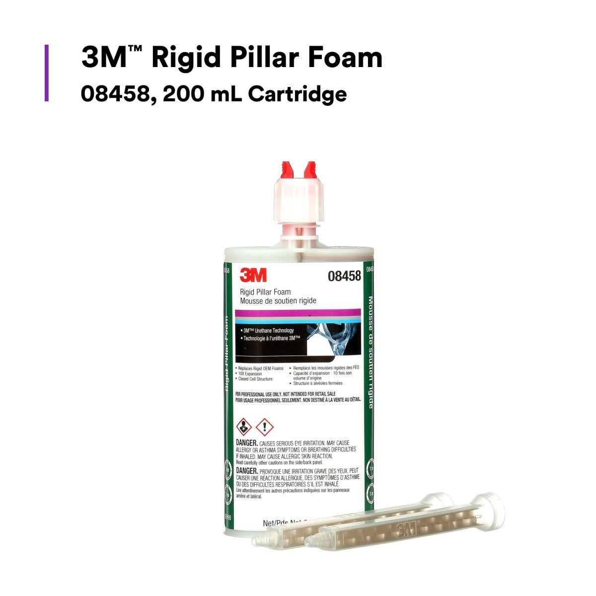 3M Rigid Pillar Foam, Two-Part Urethane Closed-Cell Expanding, 200 mL Cartridge (08458) (7100004037)  - (6Pack) - 8