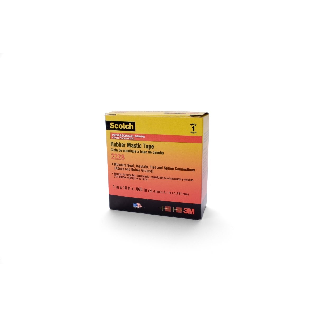 3M Scotch Rubber Mastic Tape 2228, 2 in x 3 ft, Black, 65 mil (2228-2X3FT) (7100005959)  - (48Pack) - 2