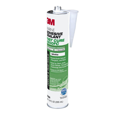 3M 4200FC Marine Adhesive Sealant Fast Cure, White, 295 mL Cartridge (6560) (7100006227)  - (12Pack)