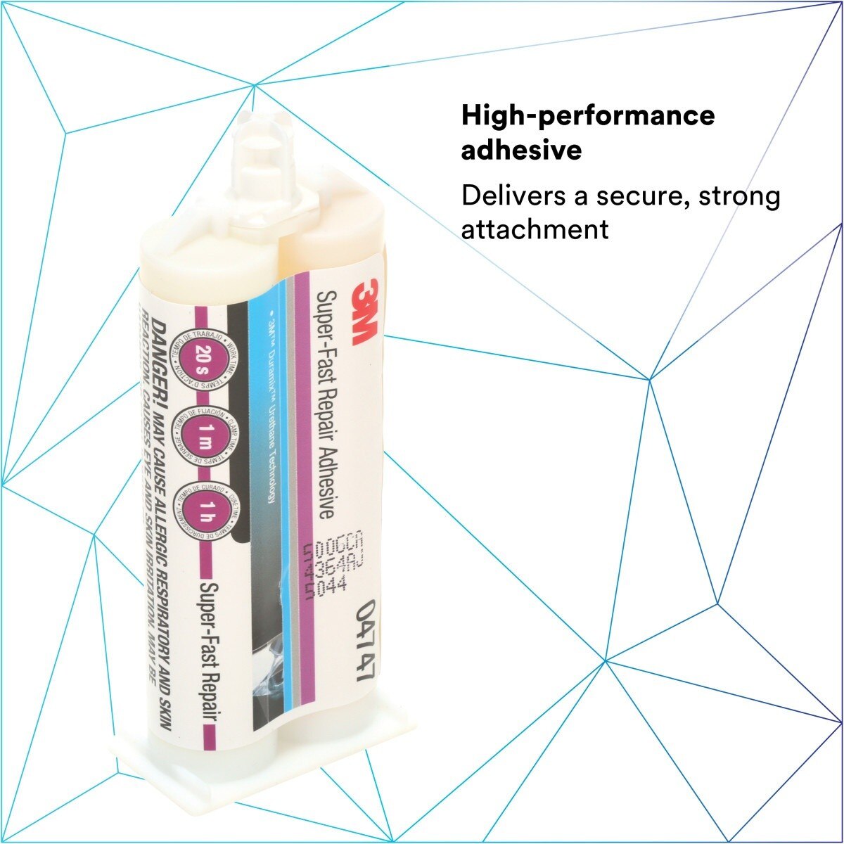 3M 04747 Super-Fast Repair Adhesive, Two-Component Semi-Rigid Urethane, Amber, 47.3 mL/1.6 fl oz Cartridge (7100006276)  - (6Pack) - 8