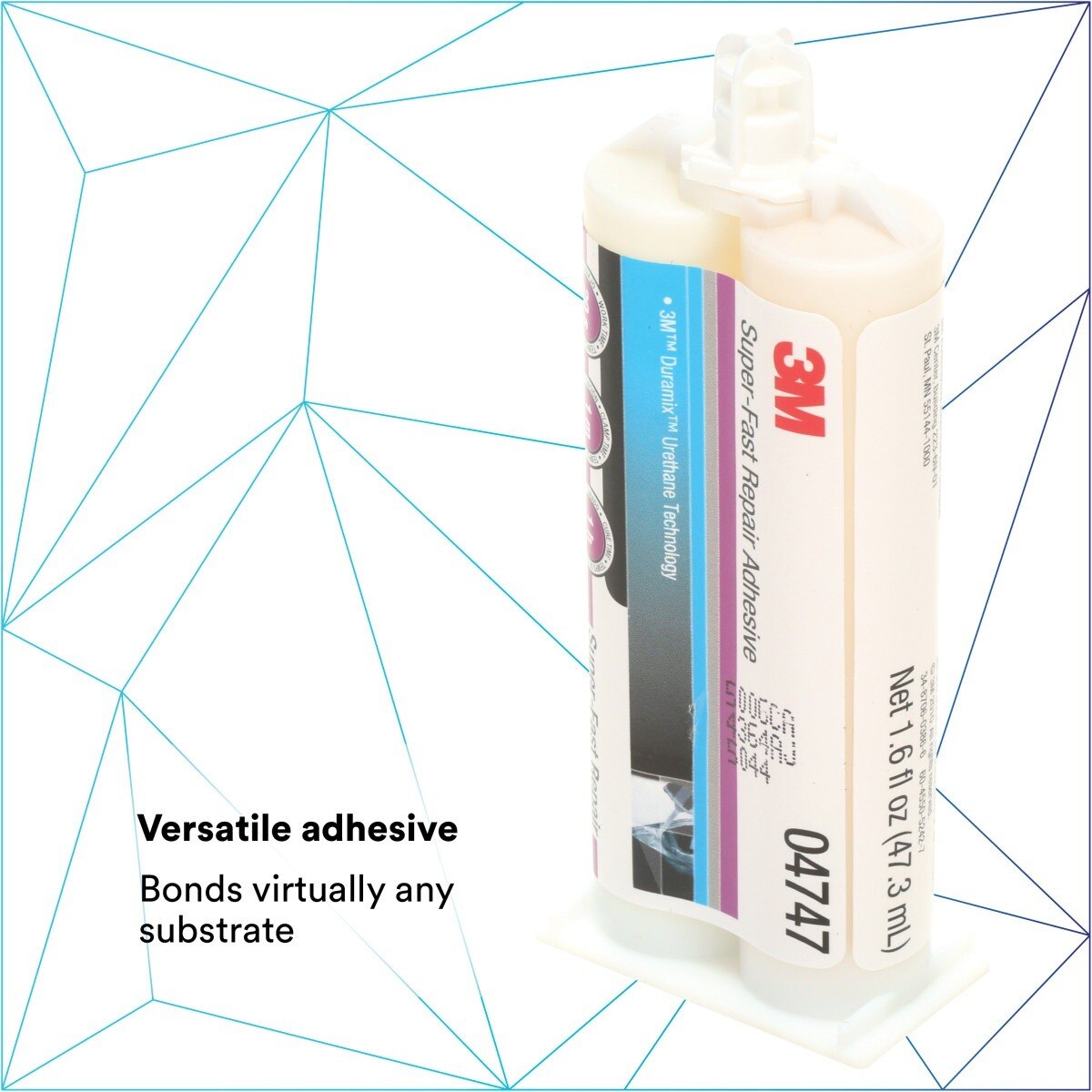 3M 04747 Super-Fast Repair Adhesive, Two-Component Semi-Rigid Urethane, Amber, 47.3 mL/1.6 fl oz Cartridge (7100006276)  - (6Pack) - 9