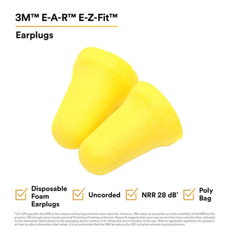 3M 312-1208 E-A-R E-Z-Fit Earplugs , Uncorded, PolyBag (7100007118) (2000 Pack) - 8