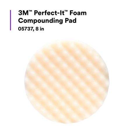 3M Perfect-It Hookit Foam Compounding Pad, Hook and Loop, Waffle, White, 8 in (05737) (7100008771)  - (6Pack) - 5