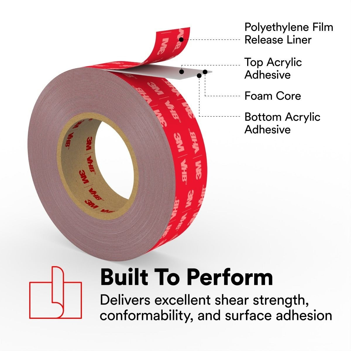 3M 4991 VHB Double Sided Acrylic Foam Tape, Gray, 90 mil, 1 in x 36 yd (7100010277) (9 Pack) - 6