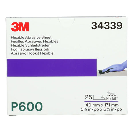 3M 270J 34339 Hookit Flexible Abrasive Sheet, P600, 5.5 in x 6.8 in (7100010566) (125 Pack) - 3