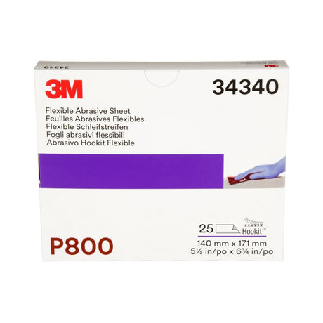 3M 270J 34340 Hookit Flexible Abrasive Hand Sheet, P800, 5.5 in x 6.8 in (7100010567) (125 Pack) - 6