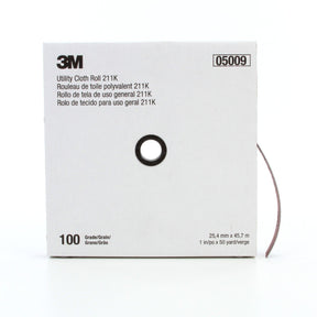 3M 211K Utility Cloth Roll, Aluminum Oxide 100 Grit J Weight Gray, 1 in x 50 yd, Full-flex (7100016843)  - (5Pack)