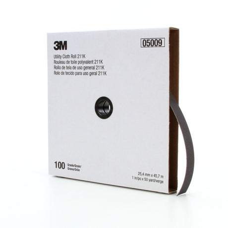 3M 211K Utility Cloth Roll, Aluminum Oxide 100 Grit J Weight Gray, 1 in x 50 yd, Full-flex (7100016843)  - (5Pack) - 2