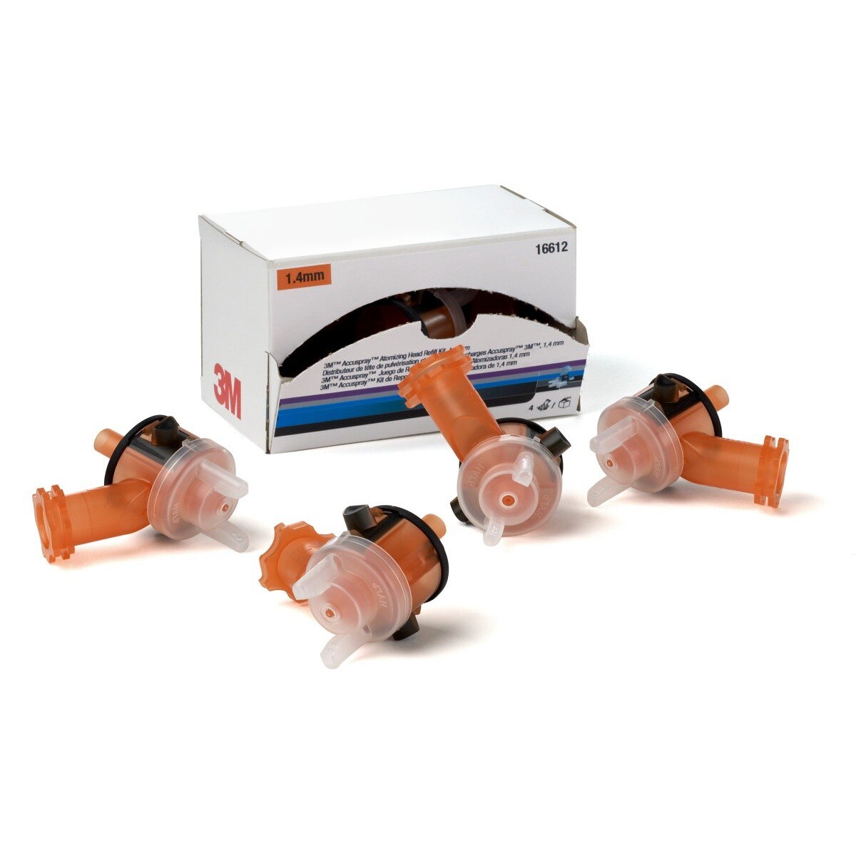 3M Accuspray Atomizing Head, Orange, 1.4 mm (16612) (7100017731) (4 Pieces)  - (6Pack)