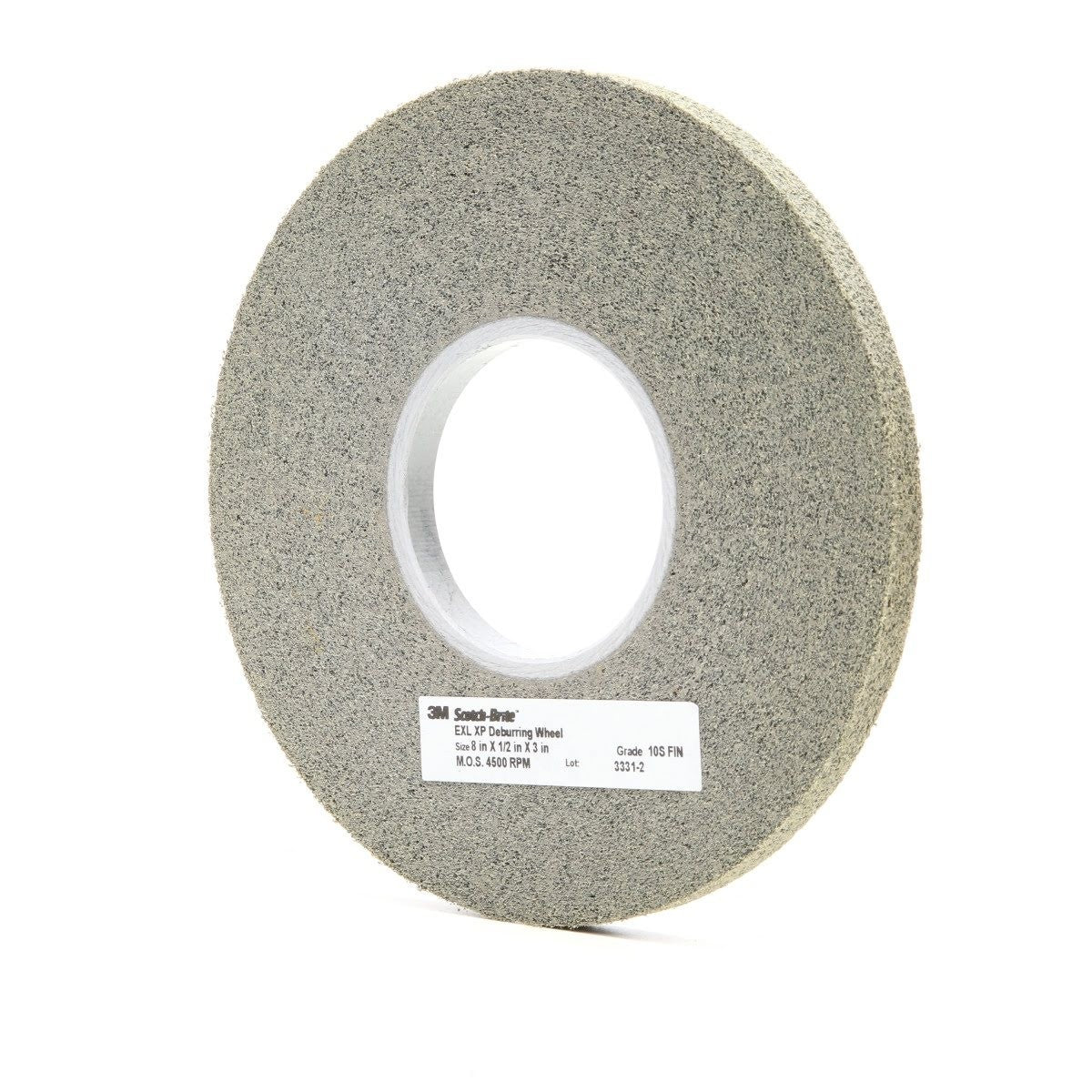 3M XP-WL Scotch-Brite EXL-XP Deburring Wheel, 10S Fine, Silicon Carbide, Gray, 8 in x 1/2 in x 3 in (7100018574) (4 Pack) - 3