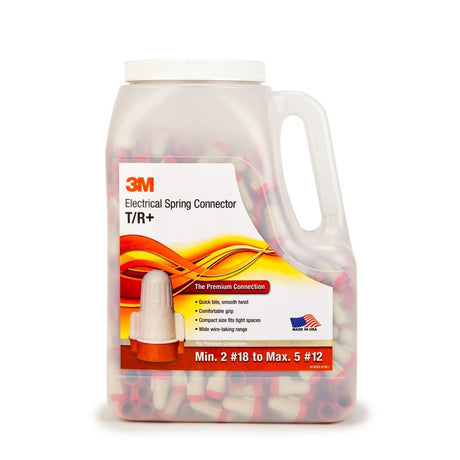 3M T/R+JUG Wire Connector, Tan/Red, Twist-On, 22-8 AWG, 600V, UL Listed, CSA Certified, Jug (7100019140) (6000 Pack) - 10