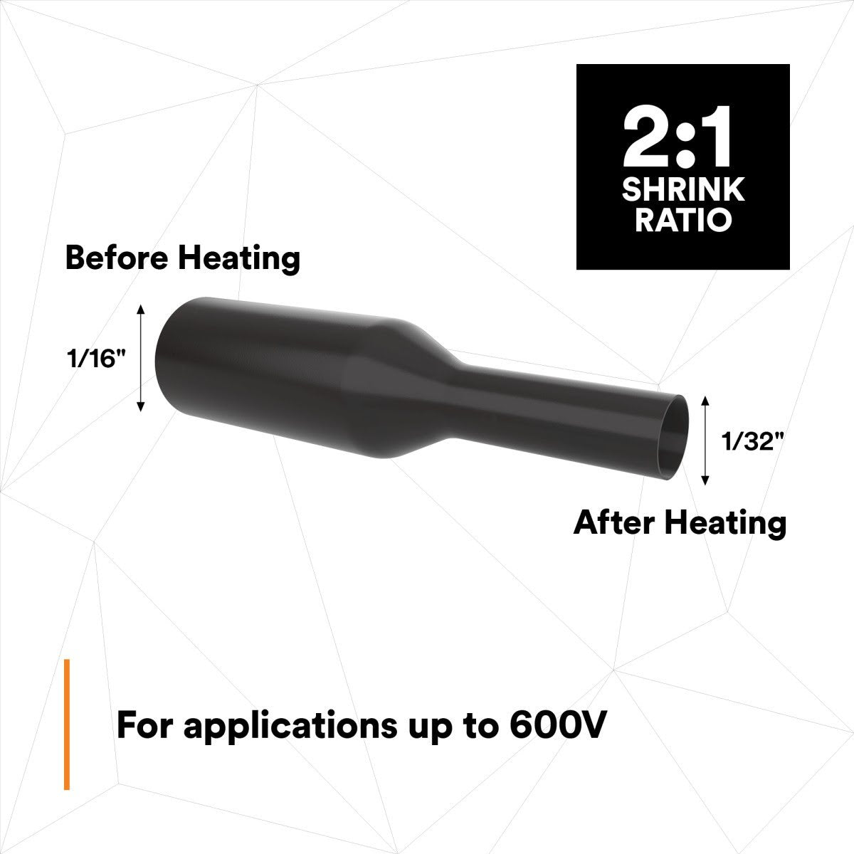 3M Heat Shrink Thin-Wall Tubing FP-301 Black 3/8 in x 200 ft Spool (FP0.375BK200'L) (7100020270)  - (3Pack) - 10