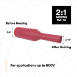 3M Heat Shrink Thin-Wall Tubing FP-301, Red, 3/8 in ID, 200 ft Spool (FP0.375RD200'L) (7100020271)  - (3Pack) - 5