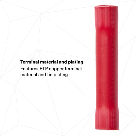 3M MVU18BCX Butt Connector, Vinyl Insulated, Red, 22-18 AWG, 1 in (7100021008) (500 Pack) - 6