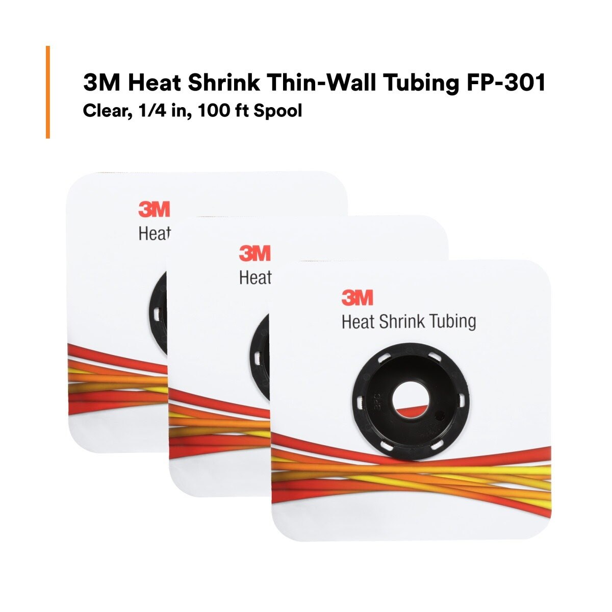 3M FP-301-1/4-100'-Clear-Spool Heat Shrink Thin-Wall Tubing (7100022513)  - (3Pack) - 8
