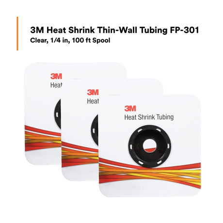 3M FP-301-1/4-100'-Clear-Spool Heat Shrink Thin-Wall Tubing (7100022513)  - (3Pack) - 8