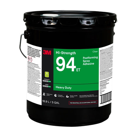 3M 94 ET Hi-Strength Spray Adhesive, Clear, 5 Gallon Pail (7100022993)