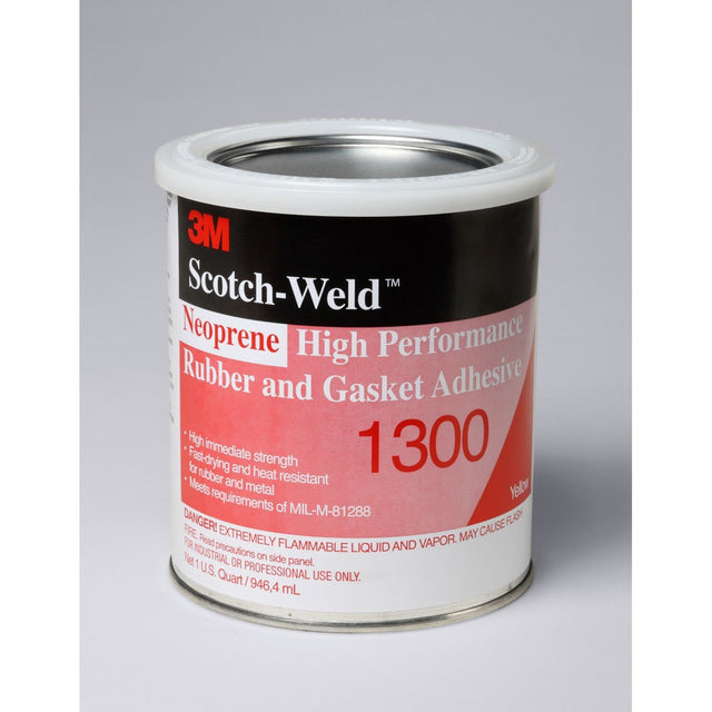 3M 1300 Neoprene High Performance Rubber and Gasket Adhesive, Yellow, 1 Quart (7100025171)  - (12Pack)