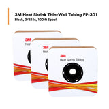 3M Heat Shrink Thin-Wall Tubing FP-301, 3/32 in, 100 ft Spool, Black (FP0.094BK100'S) (7100025699)  - (3Pack) - 4
