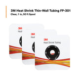 3M 7100027263 Heat Shrink Thin-Wall Tubing, Clear, 2 to 1 Shrink Ratio, 1 in x 50 ft Spool (FP1.000CR50'S) (7100027263)  - (3Pack) - 9