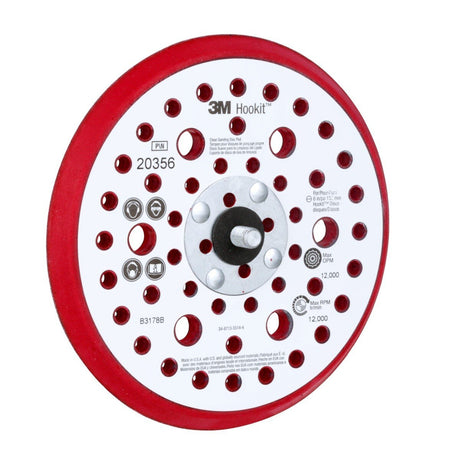 3M Xtract Hookit Low Profile Back-up Pad, 52 Holes, Red, 6 in, 5/16-24 External (20356) (7100027464)  - (10Pack) - 2