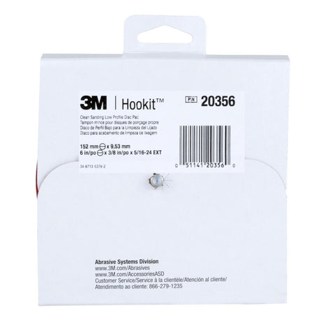 3M Xtract Hookit Low Profile Back-up Pad, 52 Holes, Red, 6 in, 5/16-24 External (20356) (7100027464)  - (10Pack) - 5