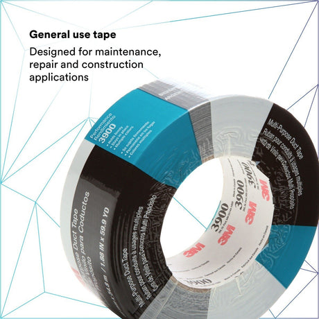 3M 3900 Multi-Purpose Duct Tape, Silver, 48 mm x 54.8 m, 7.6 mil, Rubber Adhesive, Water Resistant, Conveniently Packaged (7100029108)  - (24Pack) - 6