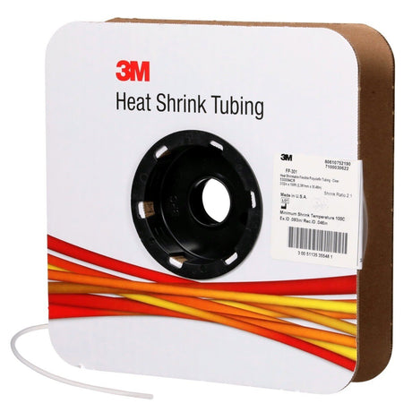 3M FP-301 Heat Shrink Thin-Wall Tubing, Clear, 3/32, 100 ft spool length (7100030622)  - (3Pack) - 3