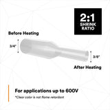 3M FP0.750CR50'S Heat Shrink Thin-Wall Tubing FP-301, 2:1 Shrink Ratio, Clear, 3/4 in x 50 ft Spool (7100030651)  - (3Pack) - 9