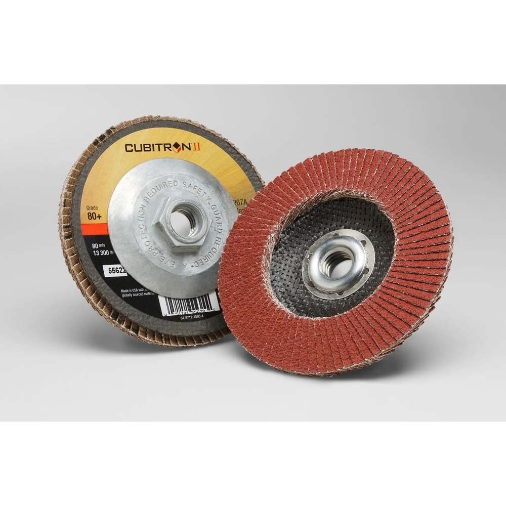 3M 967A Cubitron II Flap Disc 80+ T29 Quick Change for Medium Pressure Applications, Light Deburring, Scale and Oxide Removal, Surface Prep (7100031307) (10 Pack)