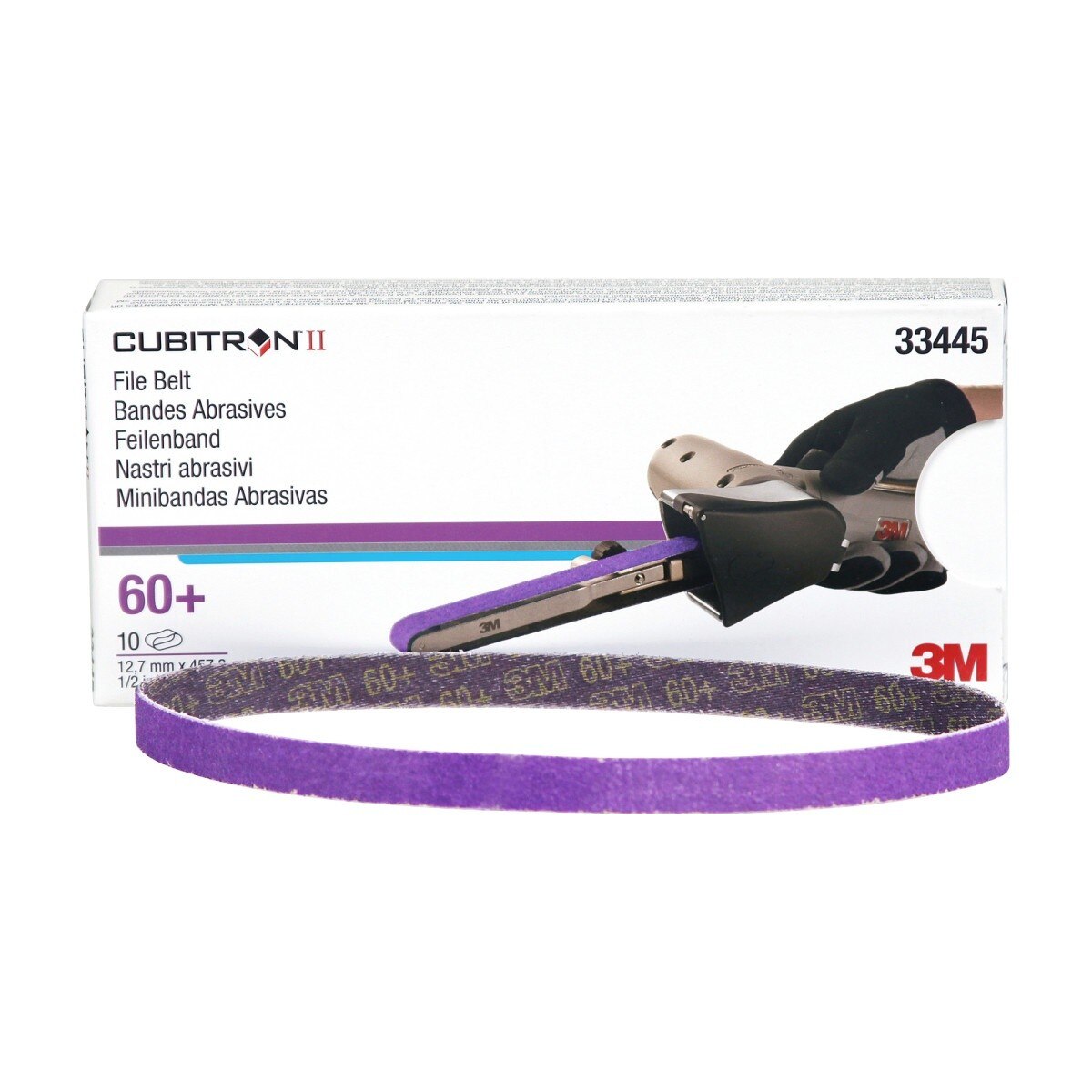 3M 786F 33445 Cubitron II File Belt, 60+ Grit, Purple, 1/2 in x 18 in, Spot Weld Removal (7100033185) (50 Pack) - 7