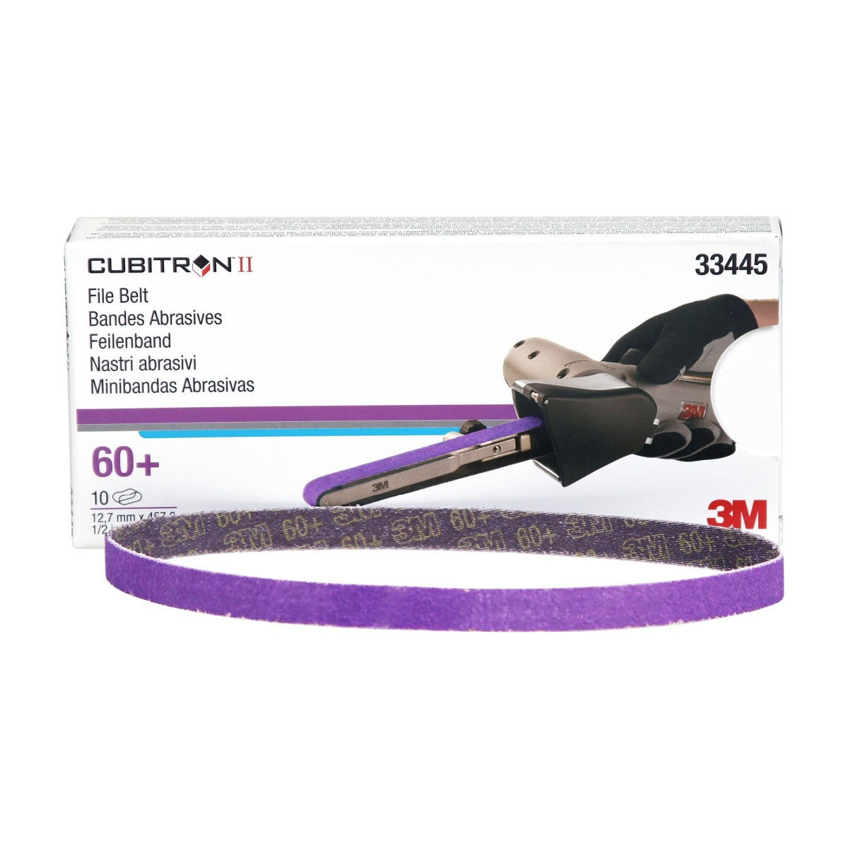3M 786F 33445 Cubitron II File Belt, 60+ Grit, Purple, 1/2 in x 18 in, Spot Weld Removal (7100033185) (10 Pack) - 7