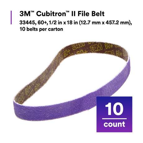 3M 786F 33445 Cubitron II File Belt, 60+ Grit, Purple, 1/2 in x 18 in, Spot Weld Removal (7100033185) (50 Pack) - 10