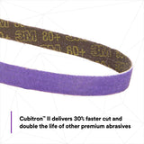 3M 33446 Cubitron II File Belt, 80+ Grit, Purple, 1/2 in x 18 in, Spot Weld Removal (7100033186) (50 Pack) - 3