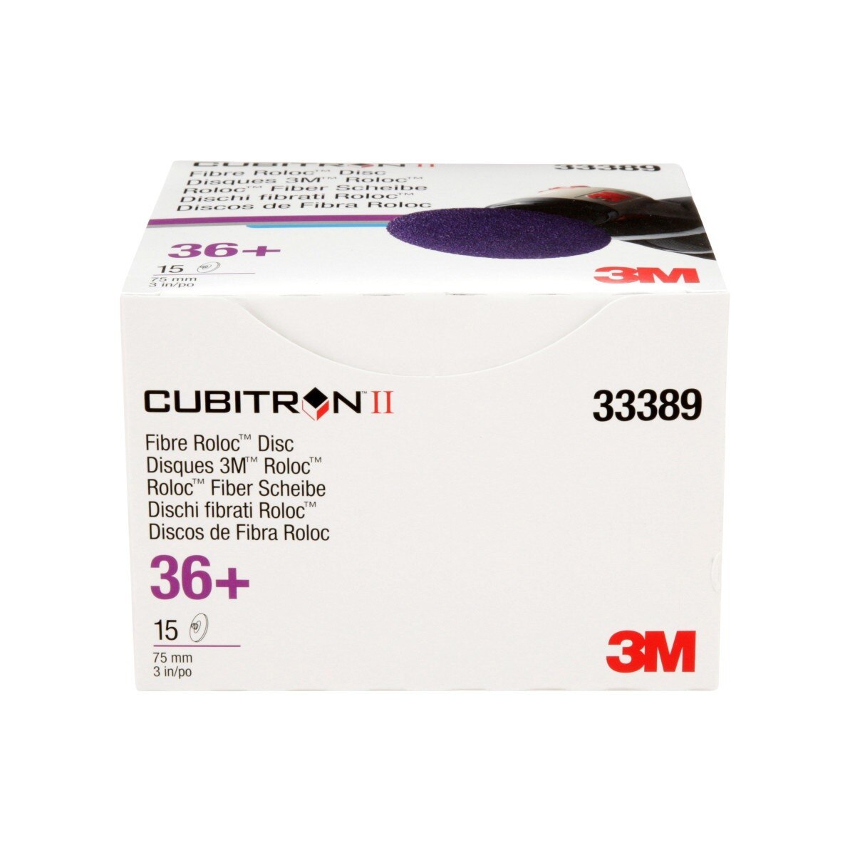 3M 786C 33389 Cubitron II Roloc Fibre Disc, Purple, 3 in, 36+ Grit (7100033190) (90 Pack) - 8