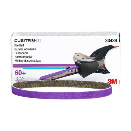 3M 786F 33439 Cubitron II File Belt, 60+ Grit, Purple, 3/8 in x 13 in, Spot Weld Removal (7100033194) (50 Pack) - 5