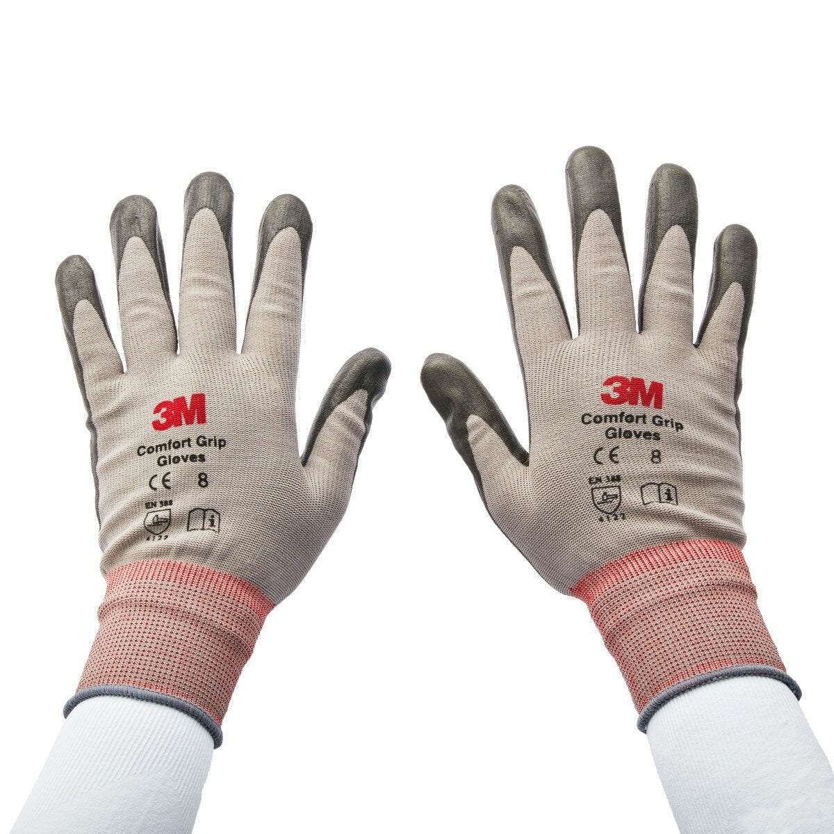 3M CGL-GU General Use Work Glove, Nitrile Palm Coating, Washable, Knit Wrist Cuff, Gray, Large (7100034911) (1 Pair)  - (6Pack) - 2