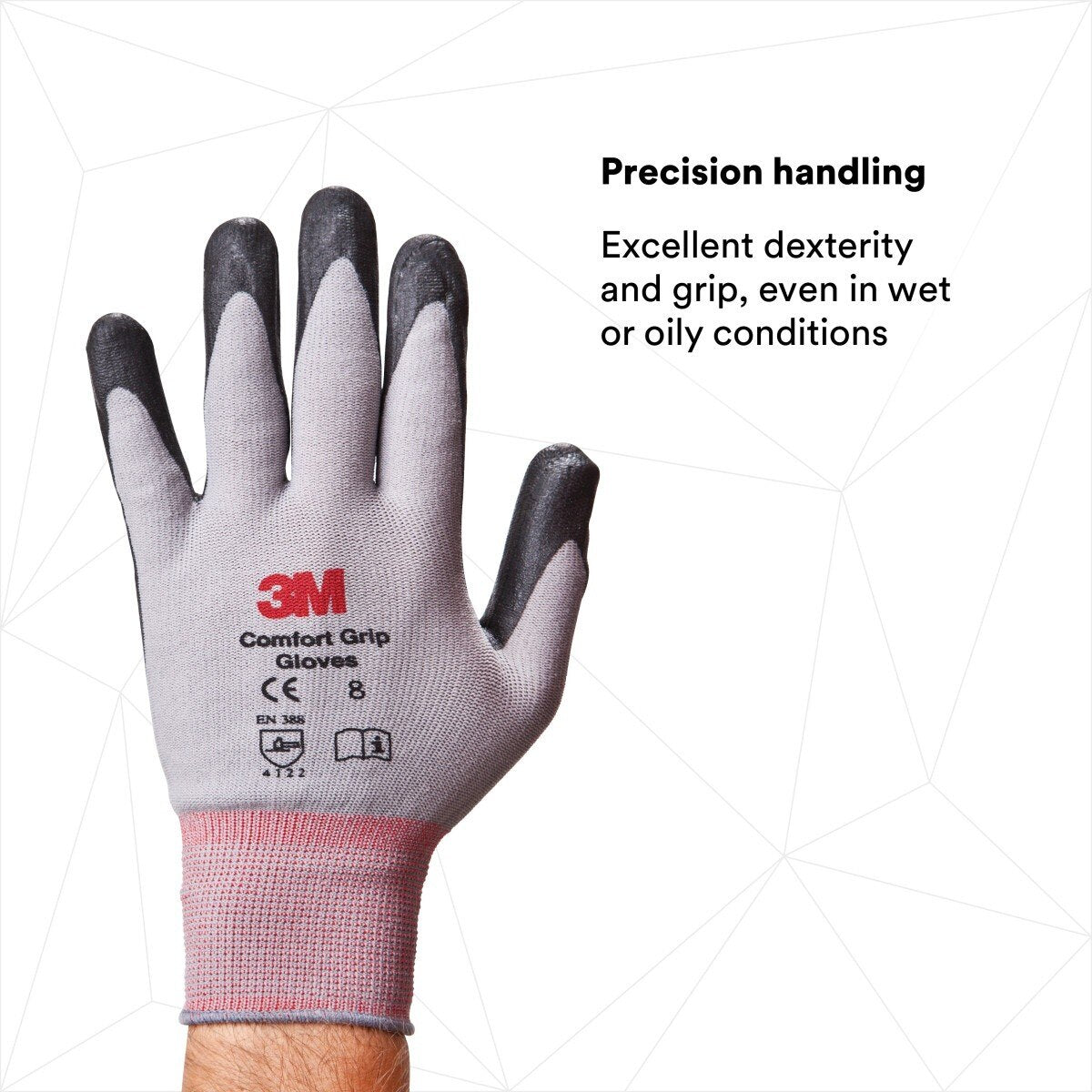 3M CGL-GU General Use Work Glove, Nitrile Palm Coating, Washable, Knit Wrist Cuff, Gray, Large (7100034911) (1 Pair)  - (6Pack) - 5