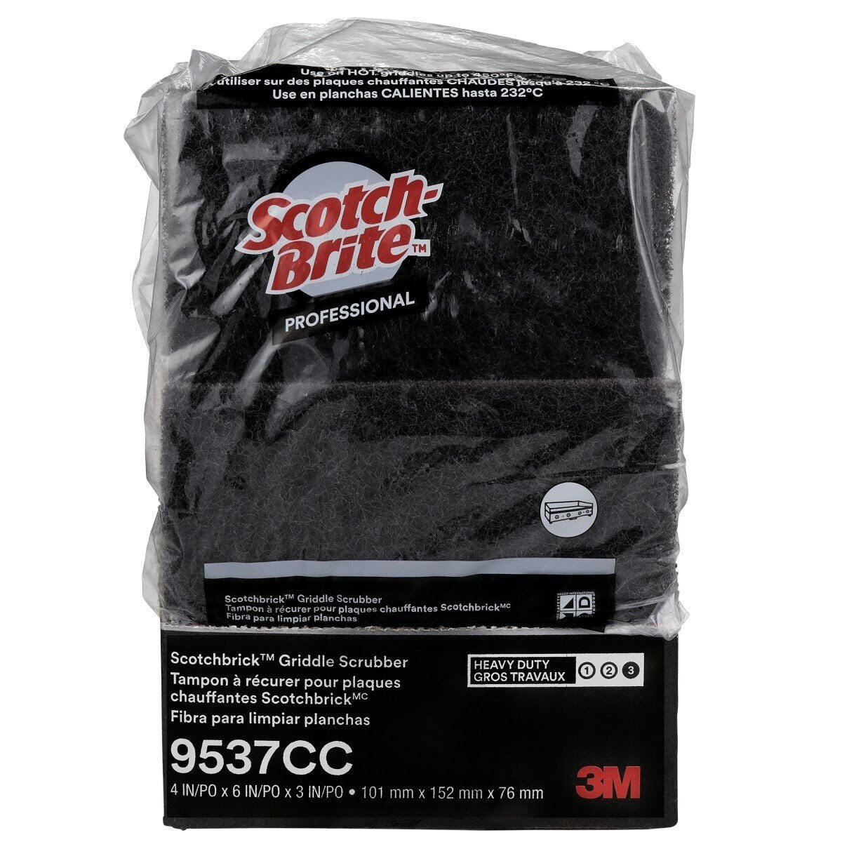 3M Scotch-Brite Scotchbrick Griddle Scrubber 9537CC Heavy Duty Red 4 in x 6 in x 3 in (7100036207)  - (12Pack) - 9