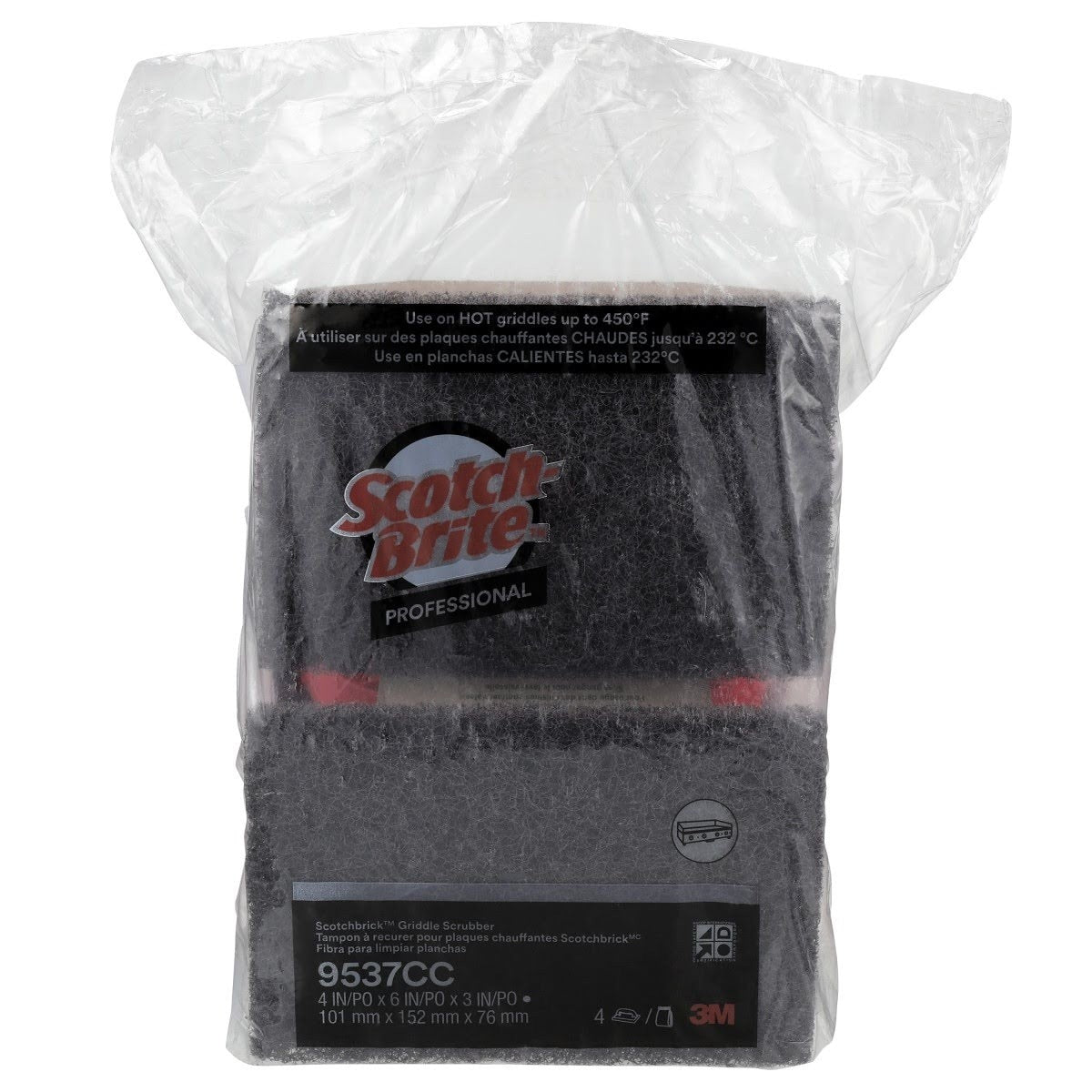 3M Scotch-Brite Scotchbrick Griddle Scrubber 9537CC Heavy Duty Red 4 in x 6 in x 3 in (7100036207)  - (12Pack) - 10