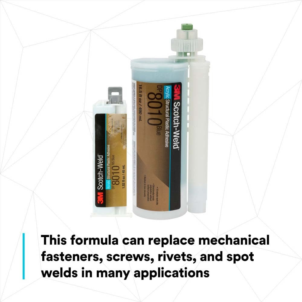 3M 8010 Scotch-Weld Structural Plastic Adhesive DP Blue for Plastic to Metal Bonding (45 mL Duo-Pak) (7100036717) (12 Pack) - 5